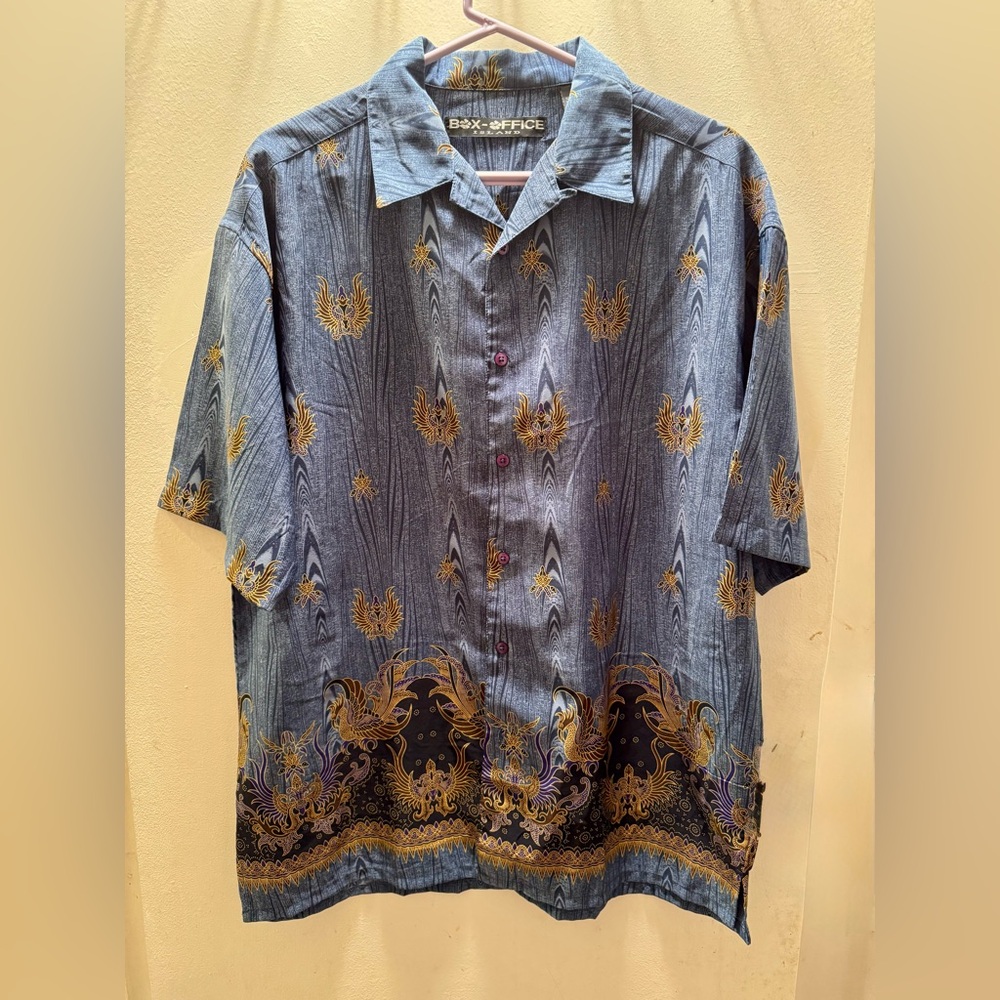 Men's Casual Blue and Gold Shirt